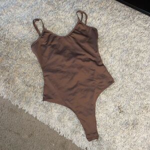 brown scoop neck bodysuit